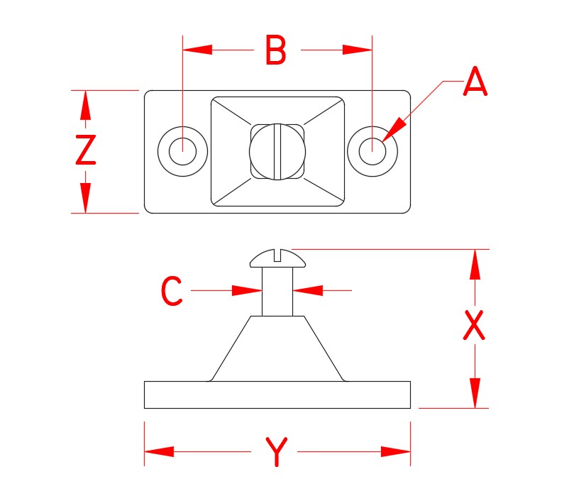 Stainless Steel Deck Hinges - 80 Degrees and Side, Railing and Bimini, S3682-0000, S3682-1000, S3682-4000, S3682-4001, Line Drawing
